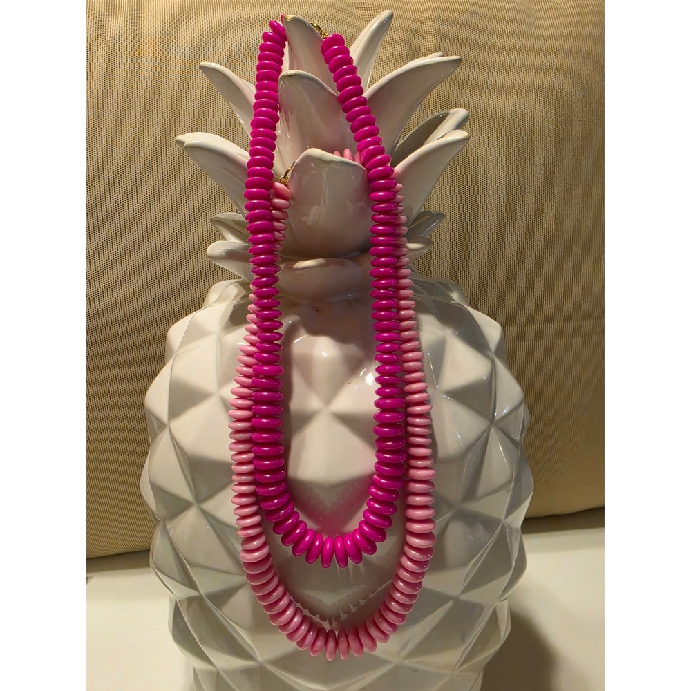 Vintage Retro Disc Bead women pink  Necklace Set